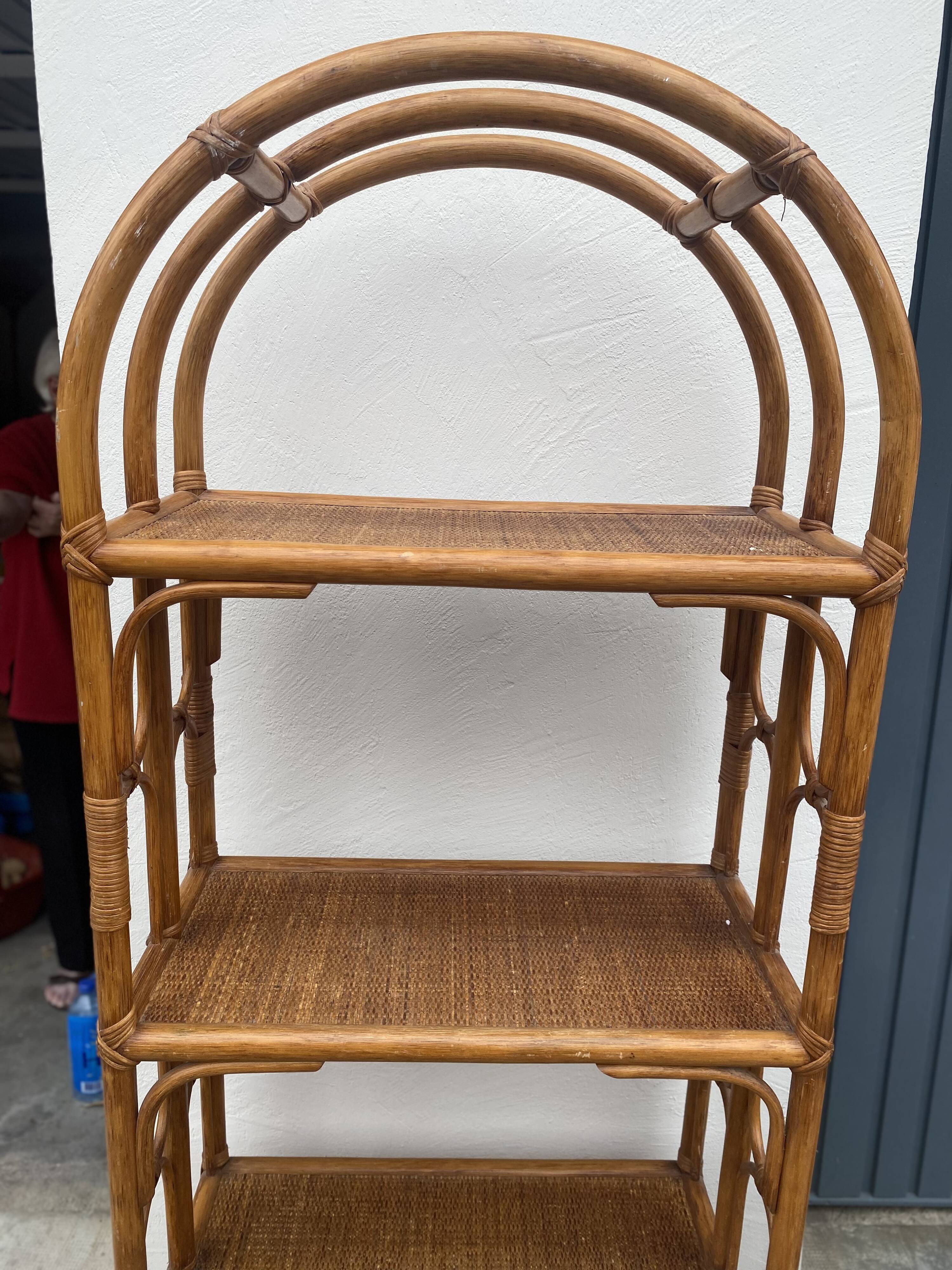 Antique rattan bookcase