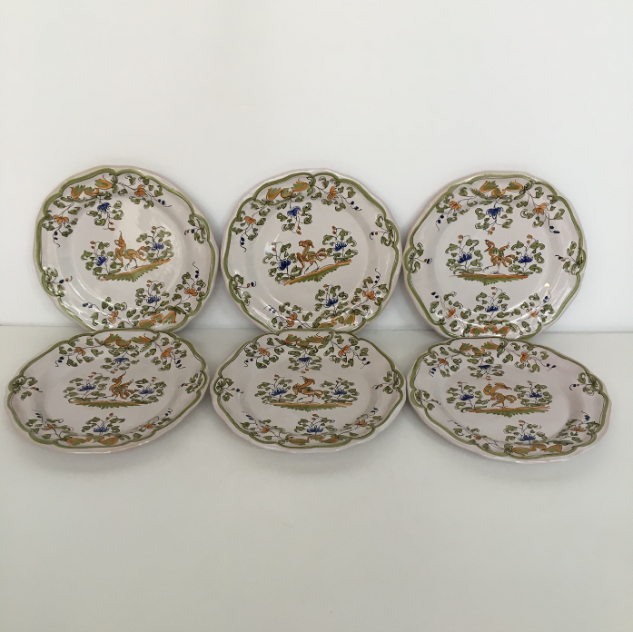 Series of 6 Moustiers plates