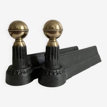 Pair of andirons, fireplace accessories