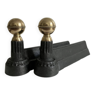 Pair of andirons, fireplace accessories