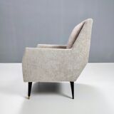Pair of pearl grey and taupe velvet armchairs, italy