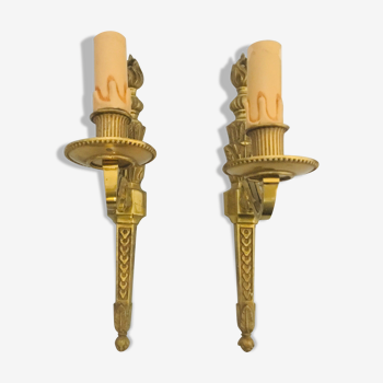 Pair of old bronze sconces