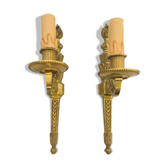 Pair of old bronze sconces