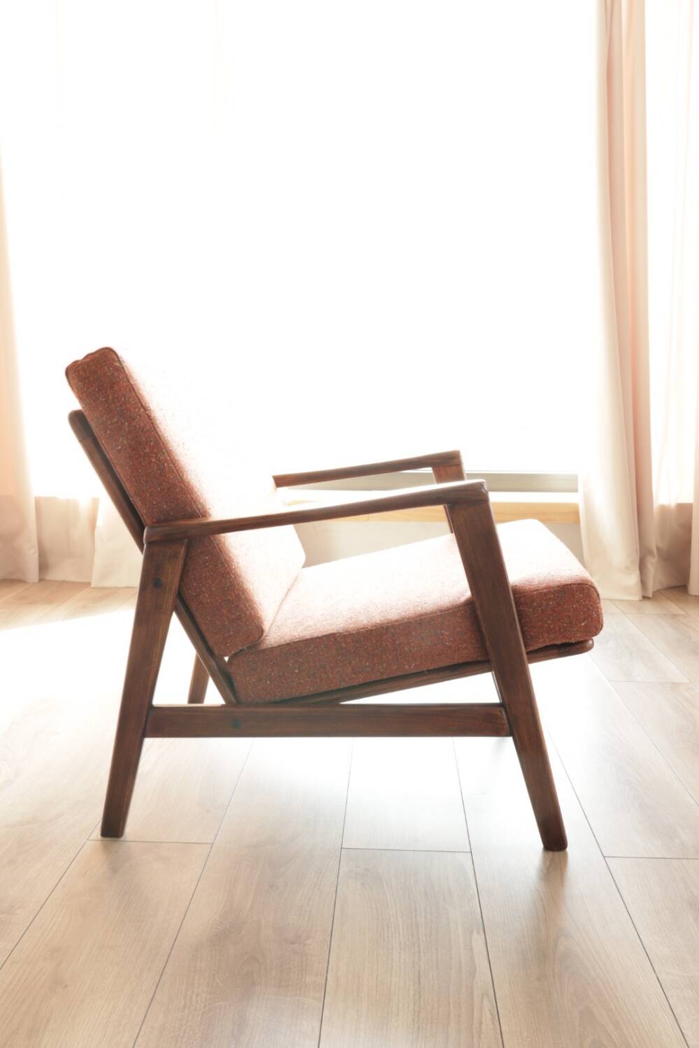Vintage rust bronze armchair Scandinavian design 1960