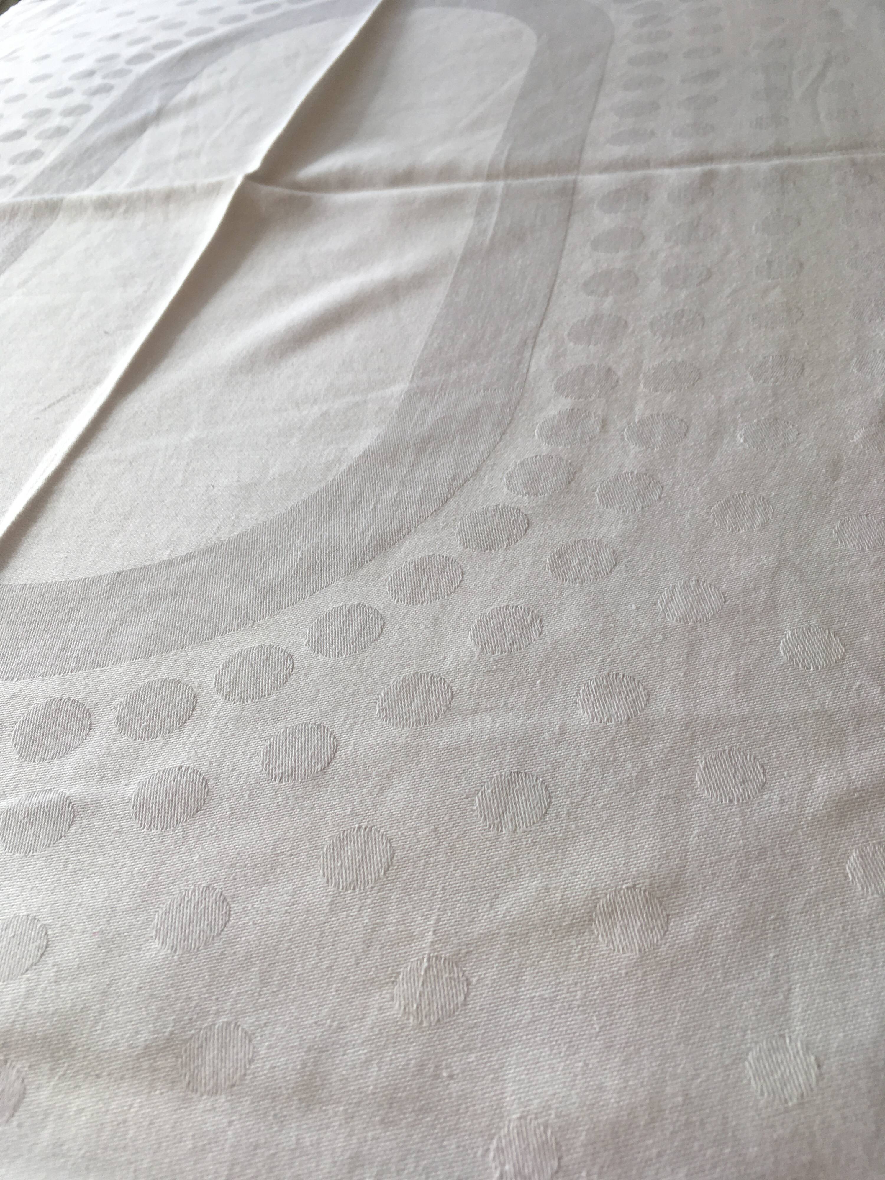 White damask tablecloth