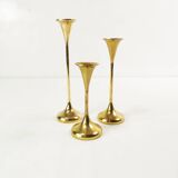 Set of modernist brass candlesticks, Denmark, 1960s.