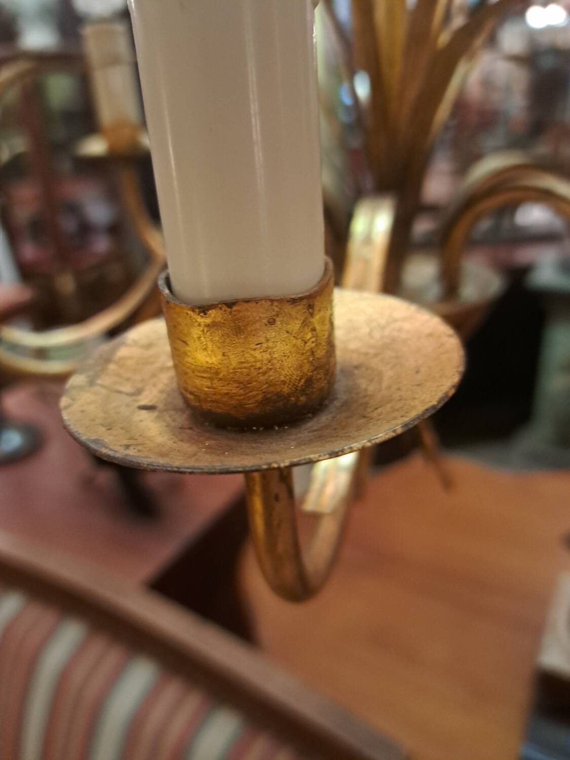 Gold metal reed chandelier