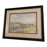 Norman Breton Harbour Watercolour Saint Valery Port Boats Coastline