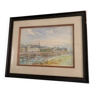 Norman Breton Harbour Watercolour Saint Valery Port Boats Coastline