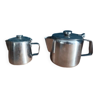 chrome stainless steel milk jug teapot