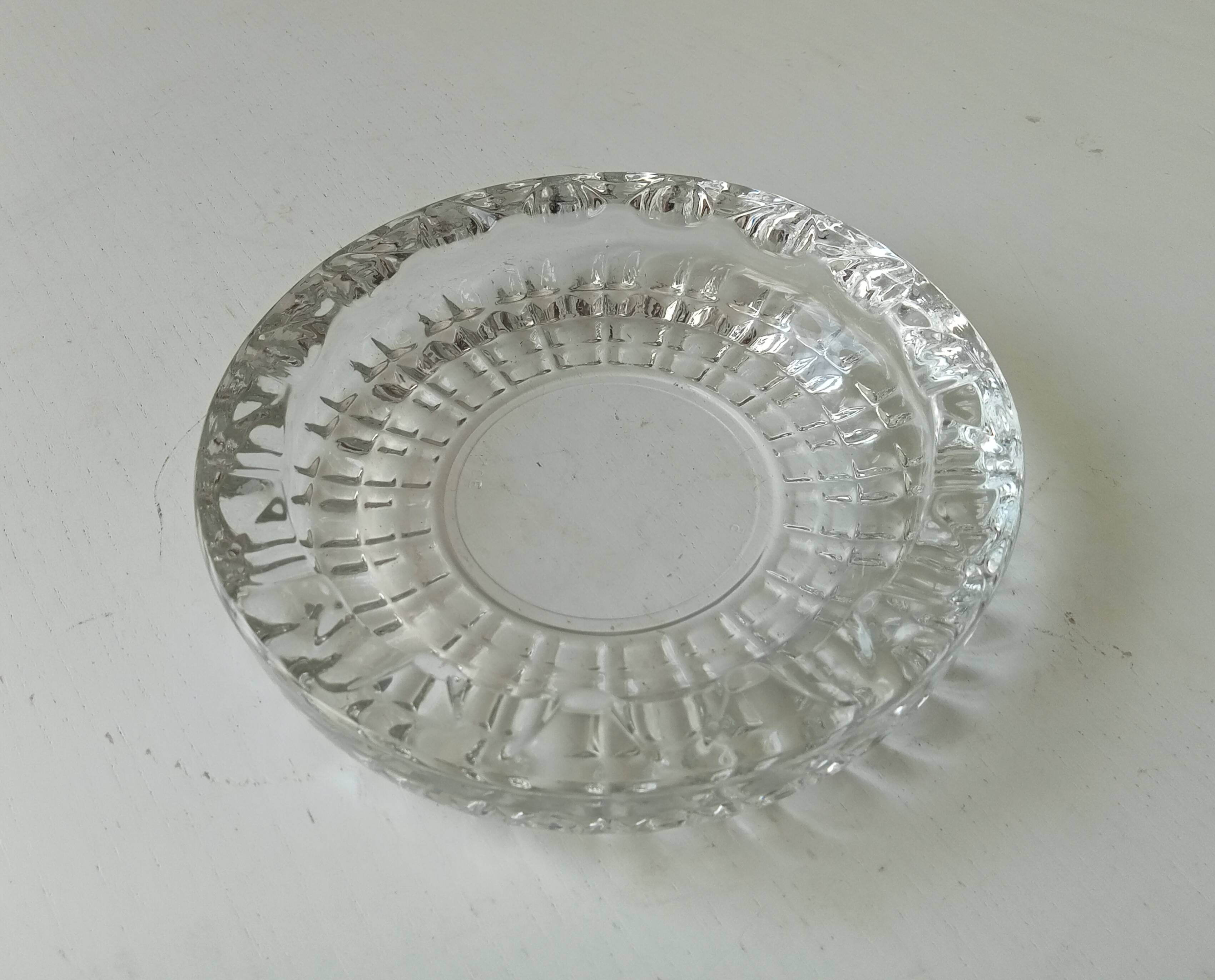 Large vintage molded glass ashtray