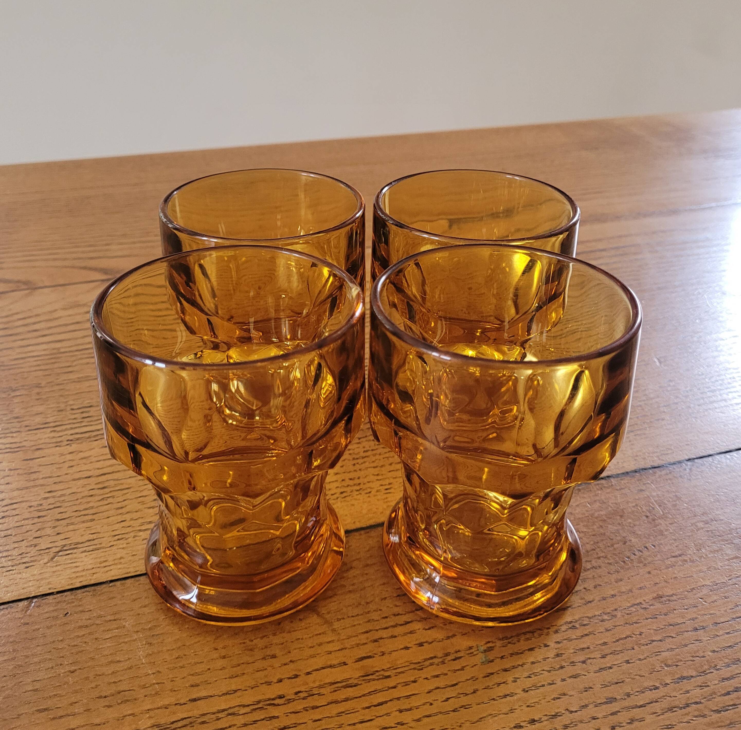 Lot de 4 verres ambrés vintage, Italy
