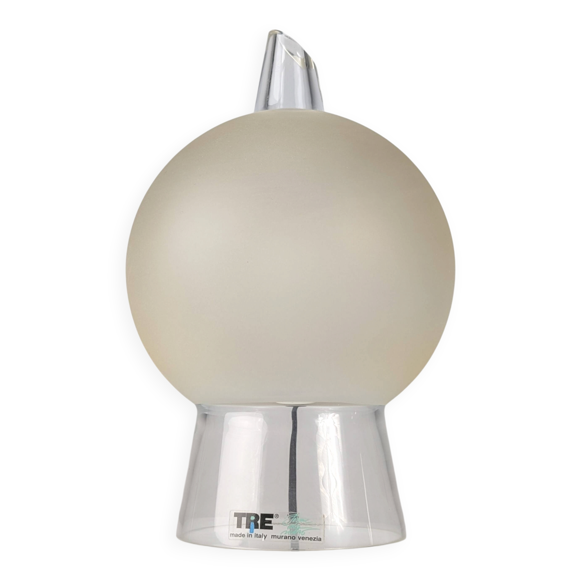 Murano glass table lamp by Itre, cone and satin sphere, Venice 1980s