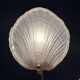 Vintage shell wall light in pink pressed glass and gold steel