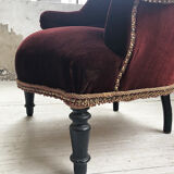 Napoleon III burgundy velvet armchair