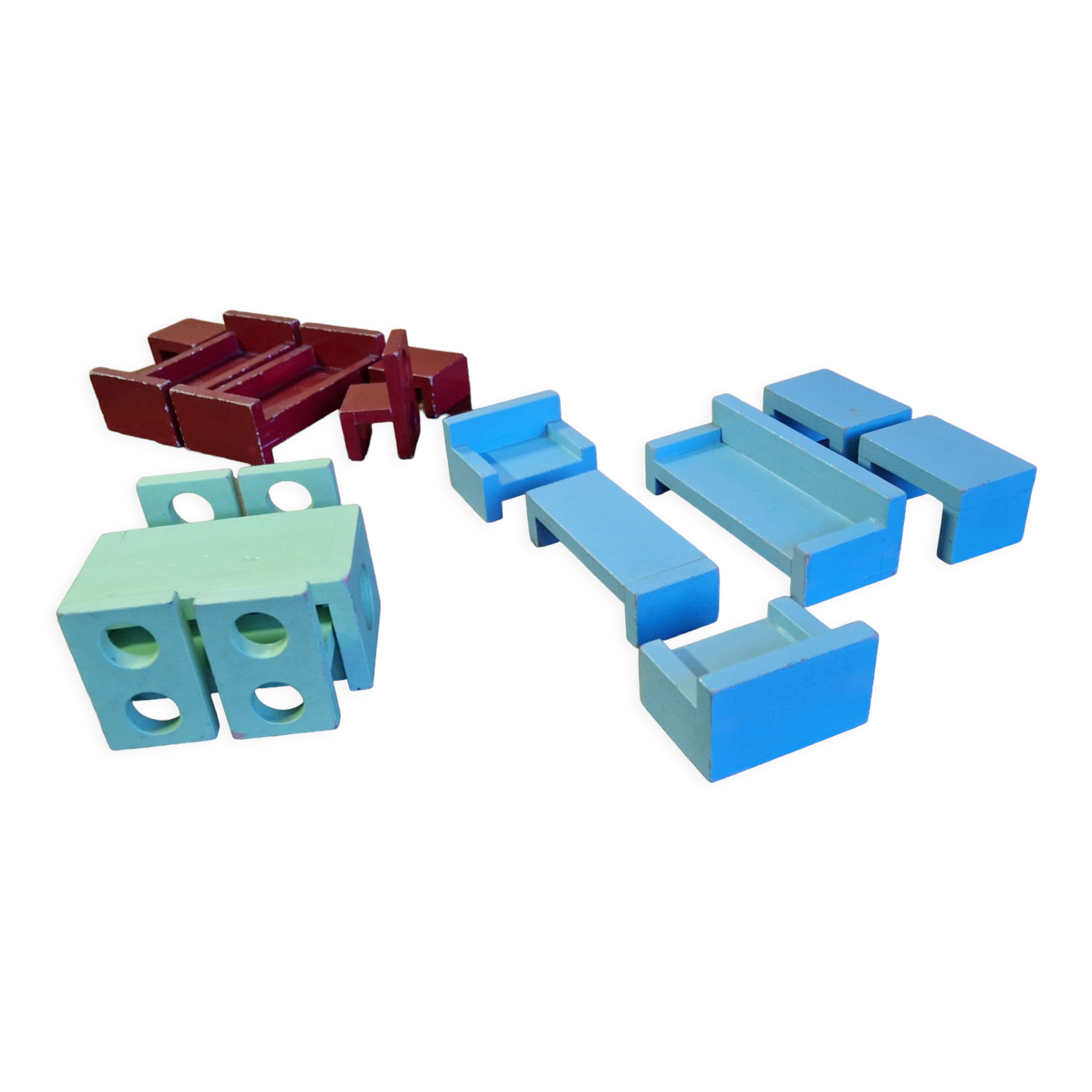 Modernist miniature furniture set made from wood, Germany 1920s