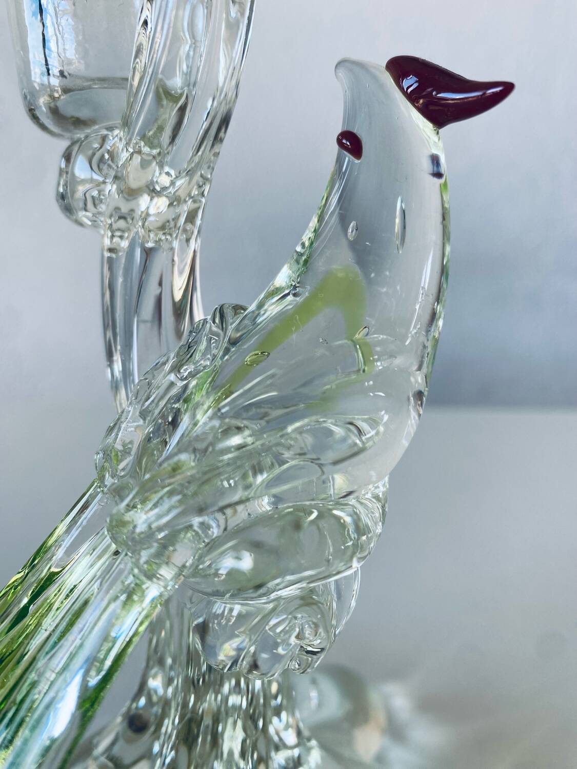 Glass bird candle holder
