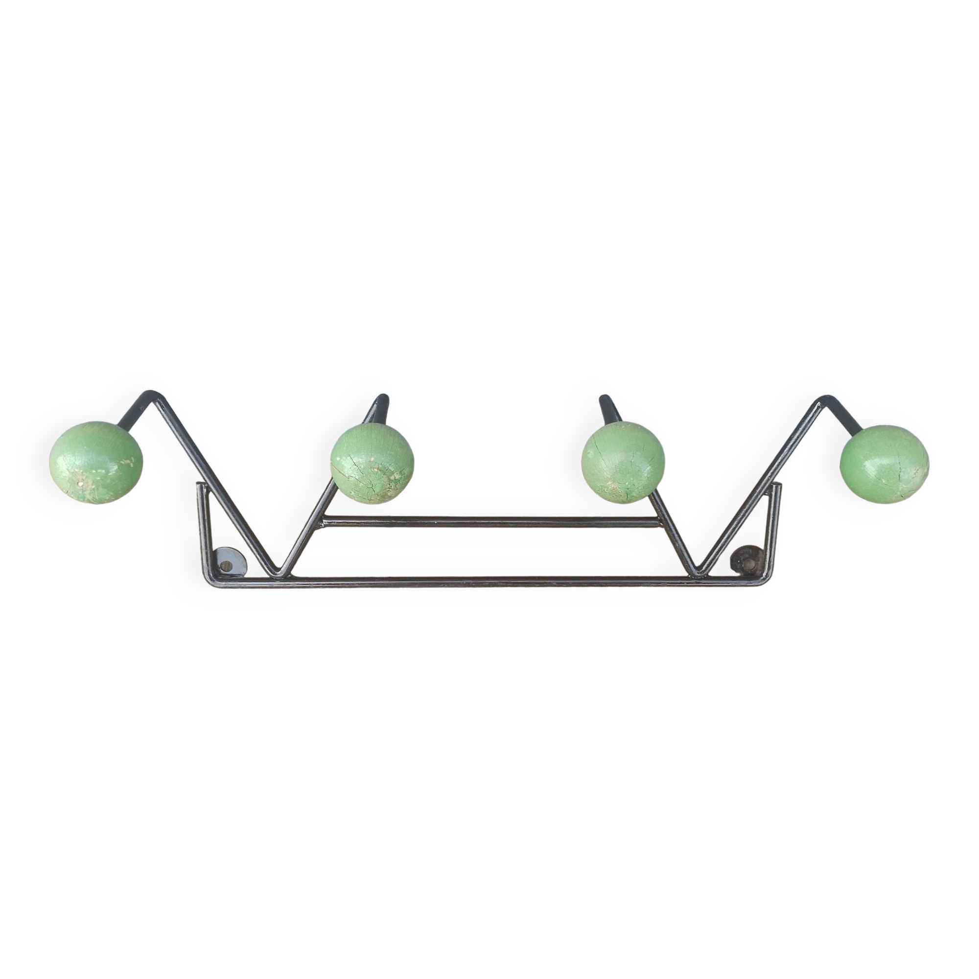 Coat hook 4 branches green balls vintage 60'