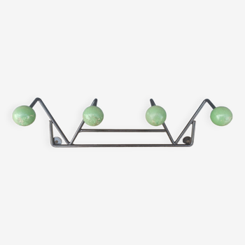 Coat hook 4 branches green balls vintage 60'