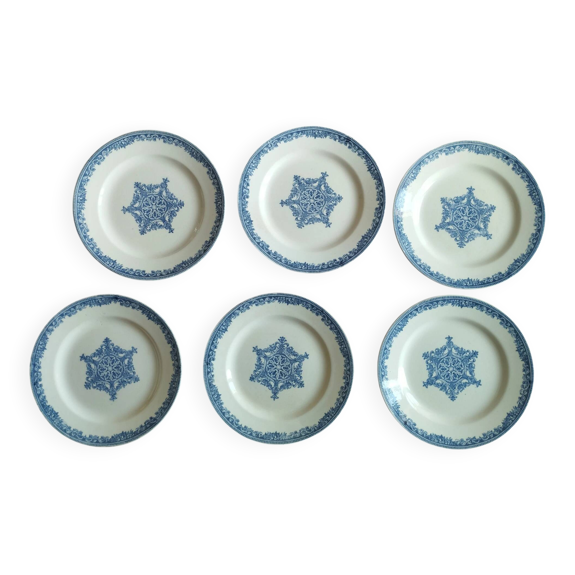 6 dessert plates ironstone J. Vieillard Bordeaux "Garland"