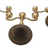 Ensemble de chandeliers a 3 feux en laiton avec intrusion de nacre