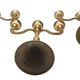 Set of 3-light brass candlesticks with mother-of-pearl intrusion