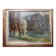 Tableau huille sur carton, vue citadelle de Besançon signé Henri Chapatte