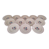 Set of 12 hollow plates 30s earthenware K&G Lunéville model Denise