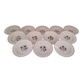 Lot de 12 assiettes creuses années 30 en faïence K&G Lunéville modèle Denise