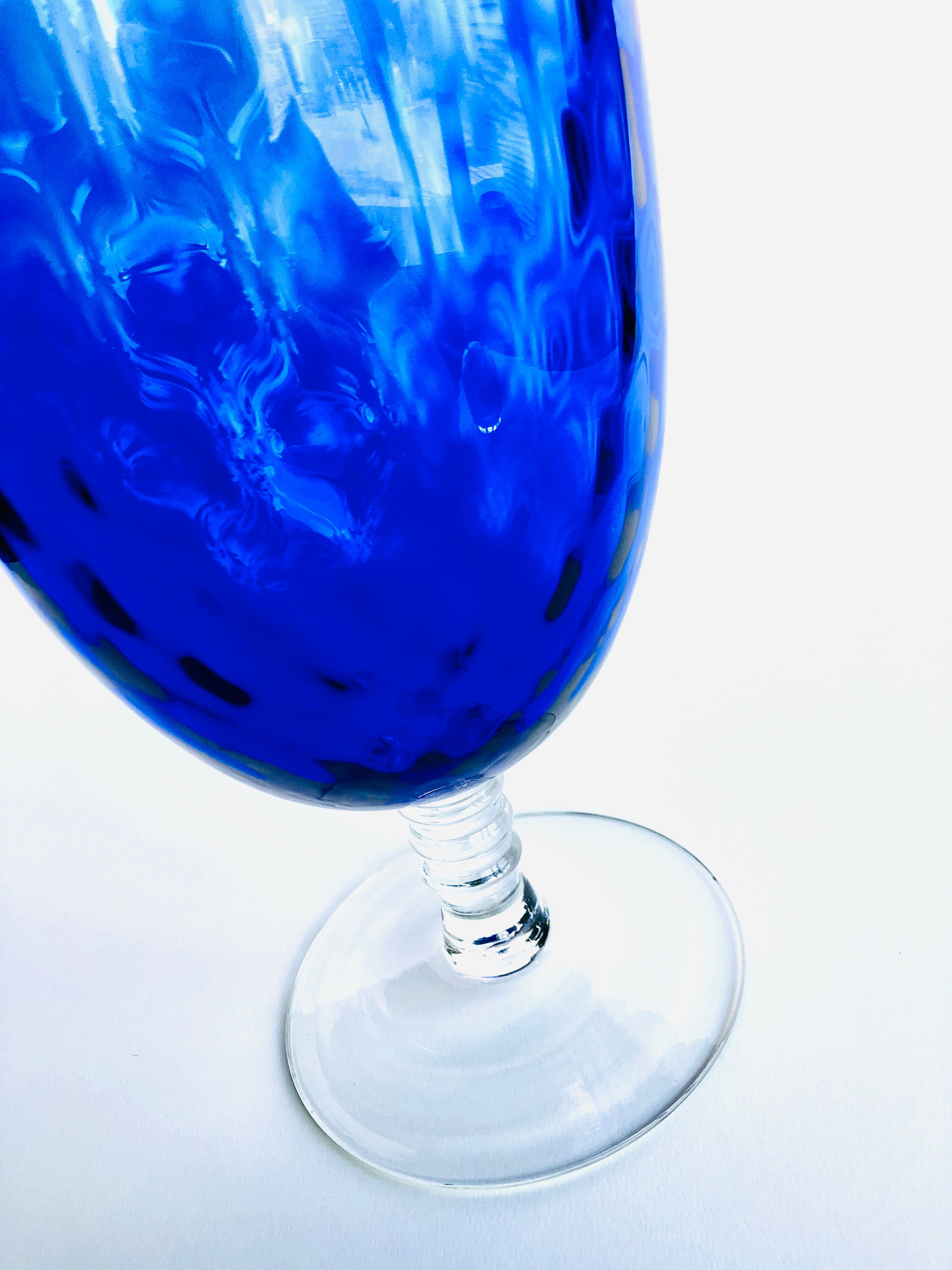 Bright blue textured glass vase from the 60s-70s, Italy, Empoli