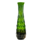 Bean vase, mid-century modern, green glass, design by J. Drost, Ząbkowice, Poland, 1970s