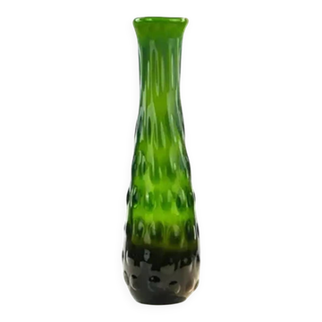 Vase en forme de haricot, moderne du milieu du siècle, en verre vert, design de J. Drost, Ząbkowice, Pologne, années 1970