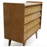 Renovated vintage chest of drawers 1960s golden oak compass feet