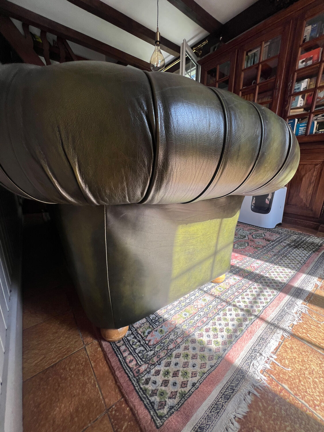 Chesterfield English green 3 seater genuine leather