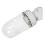 Applique murale vintage en porcelaine blanche avec verre transparent, années 1960