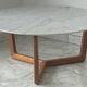 Guéridon / low table in Carrara marble and solid wood