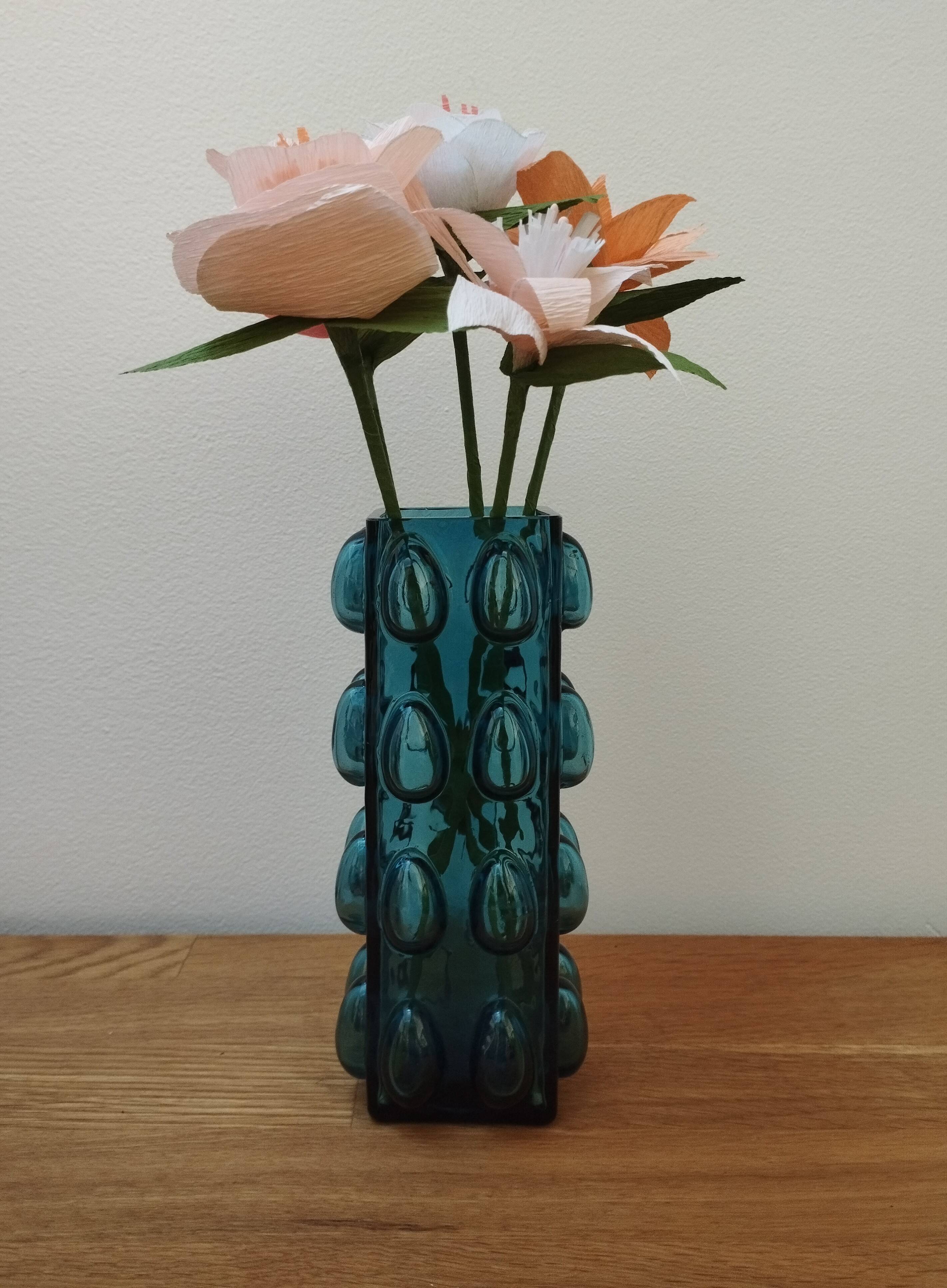 Vintage blue bubble vase (1960-1970) designed by Whilhelm Braun-Feldweg.