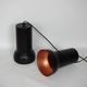 A pair of vintage pendant lights – black brass, modernist
