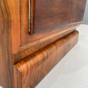 Restored Art Deco wardrobe with shelves, walnut veneer, Czechoslovakia, 1930s.