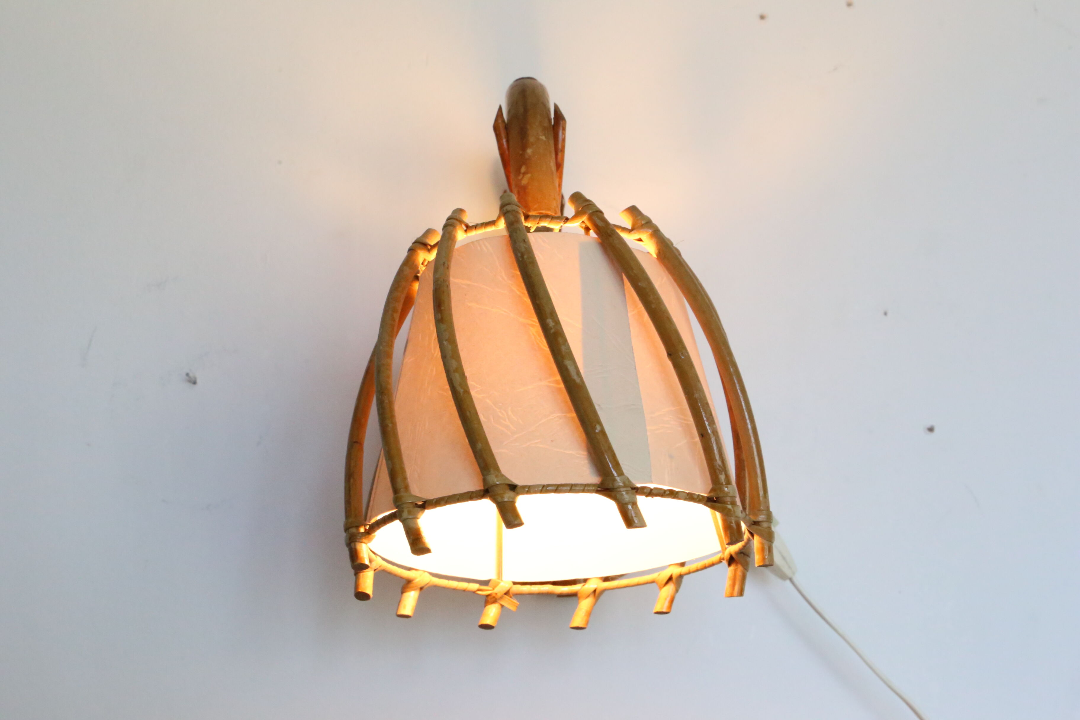 Rattan sconce, vintage