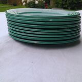 9 Plates blue green earthenware dessert