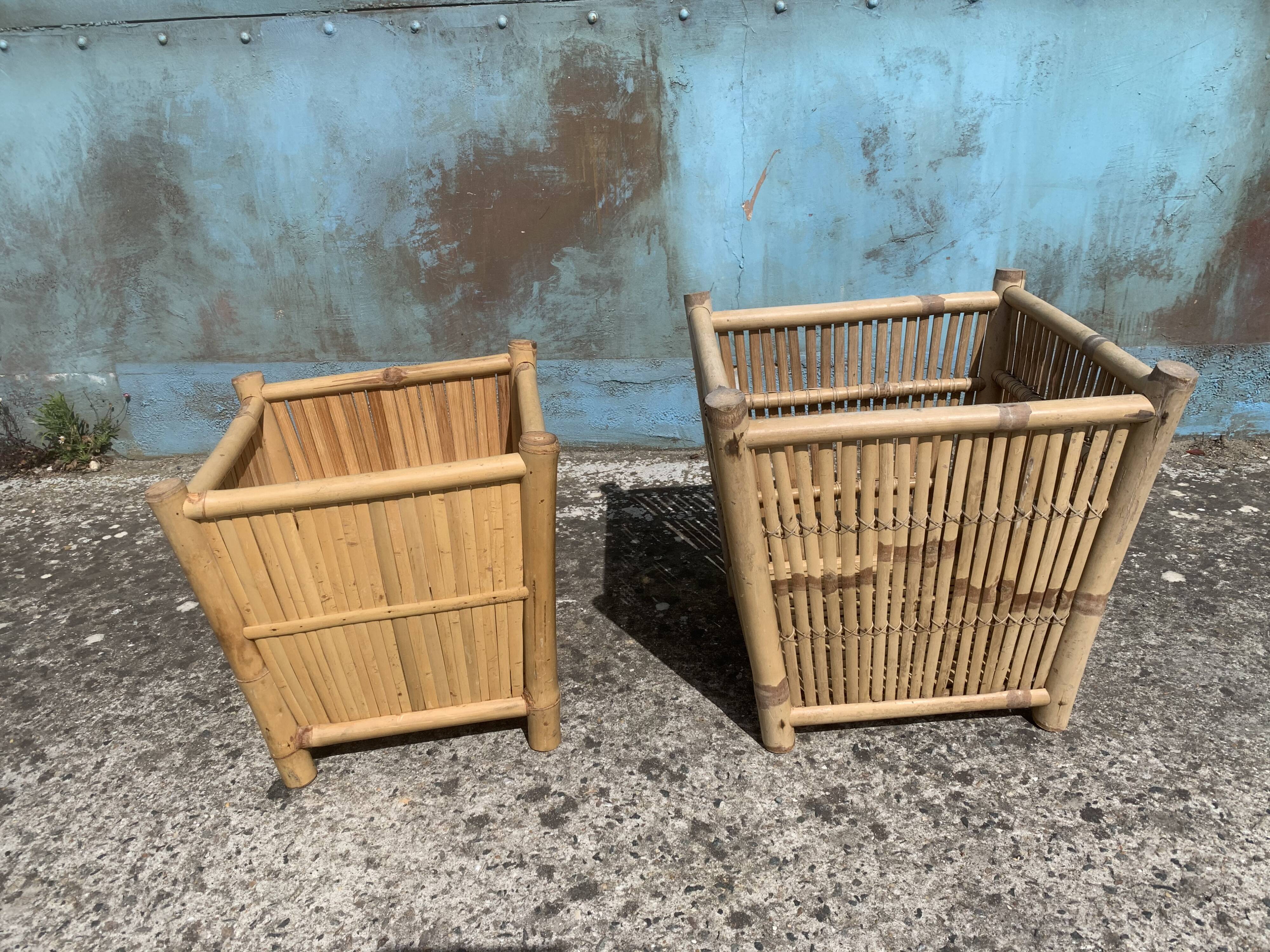 Lot of 2 bamboo pot covers