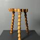 Midcentury brutalist artisanal wood turned handmade tripod stool, ca 1960s