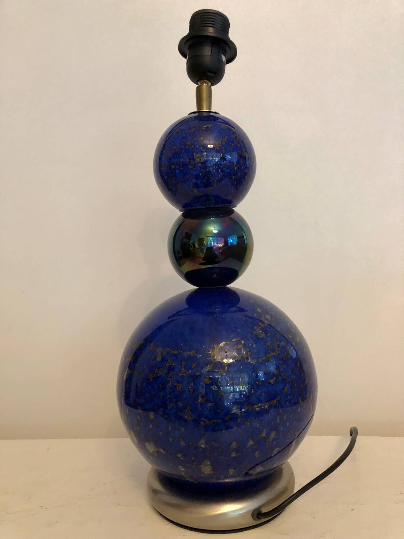 Vintage blue and gold blown glass lamp from the 80s/90s