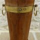 Victorian style barrel umbrella stand, solid oak, curved with 3 bands and gr.