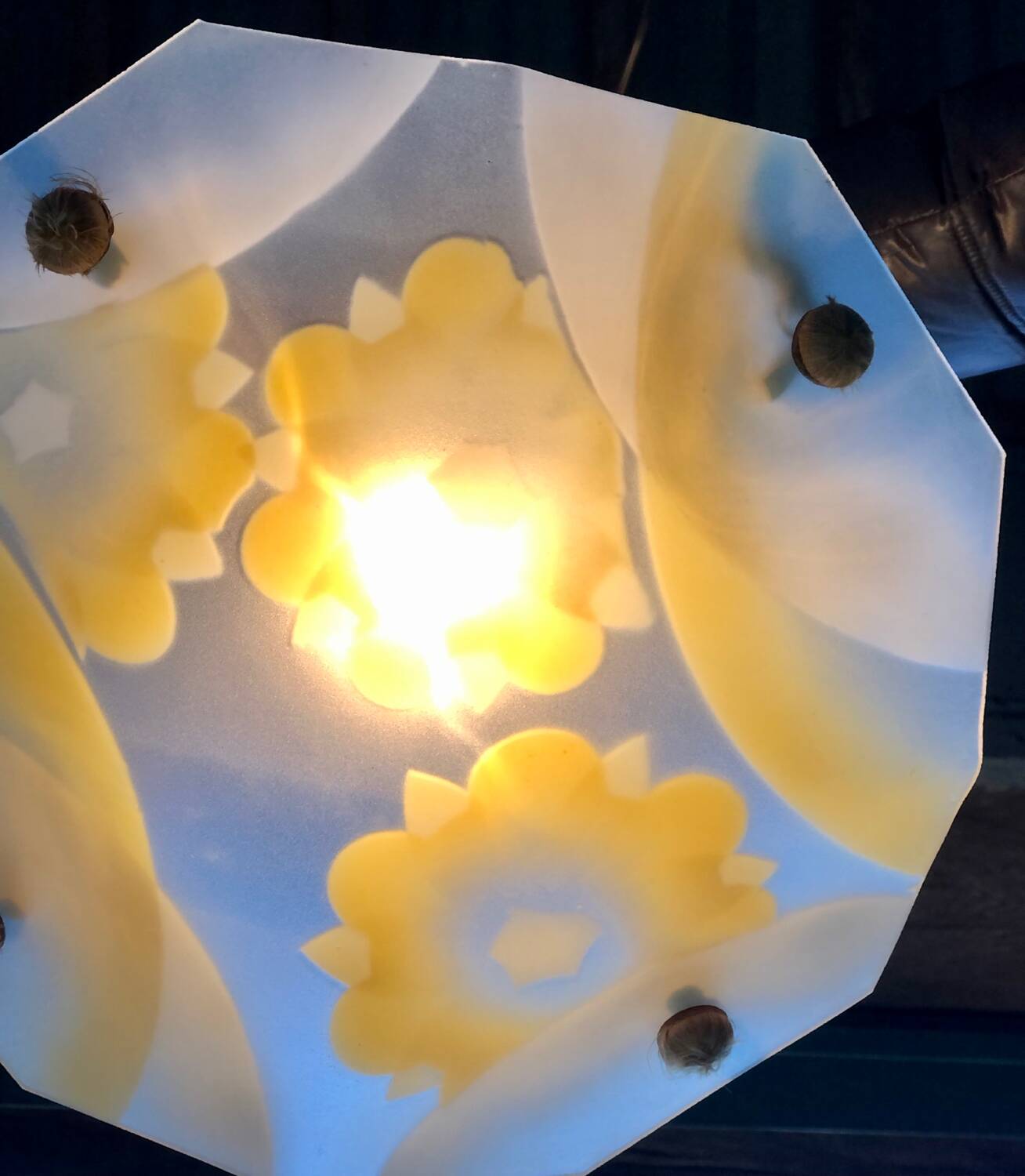 VINTAGE CHANDELIER/SUSPENSION 1940 YELLOW FLOWERS