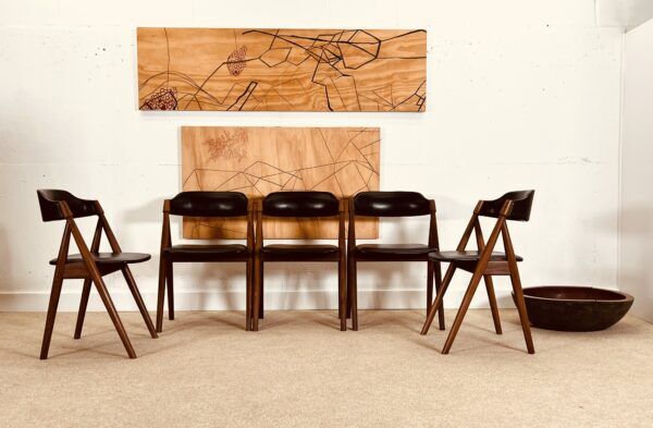 Set of 6 Danish chairs by Frode Holm (afrormosia wood)