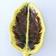 Butter dish and its vintage ceramic knife DLG Vallauris leaf shape.