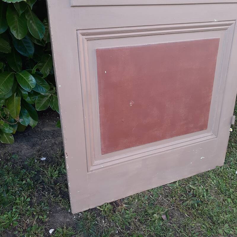 Old moulded glass communication door 221x83cm 15 small panes