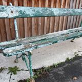 Old wooden and cast iron garden bench 2 m long – original patina